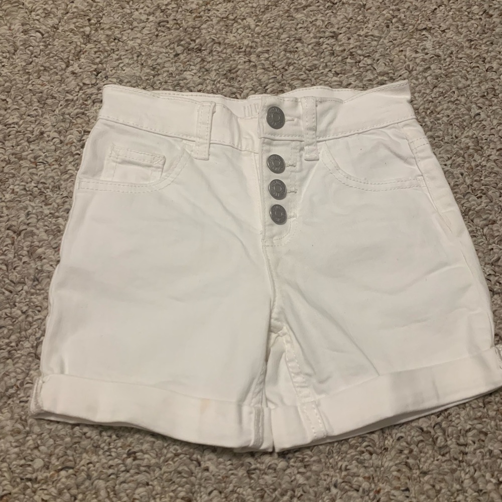 Justice girls white jean shorts size 8 like new condition